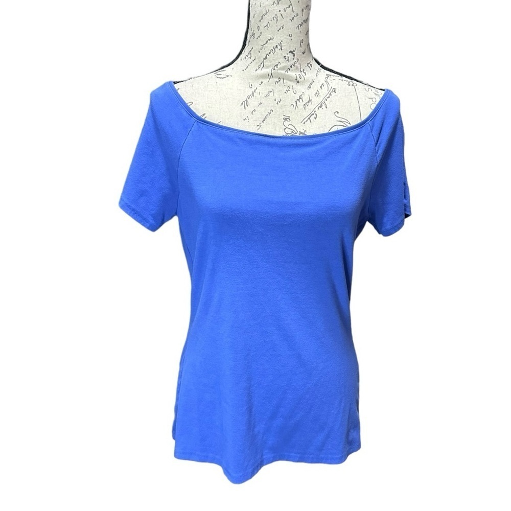 WHBM Blue Wide Neck T-shirt Size Medium